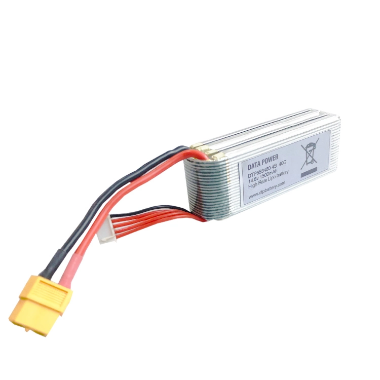 14.8V módulo de energía del dron 1500mAh 40c batería de litio del dron Dtp 653480-4s 2